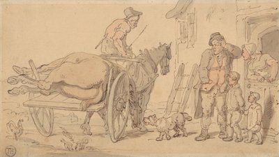 Ein totes Pferd auf einem Abdeckerwagen von Thomas Rowlandson